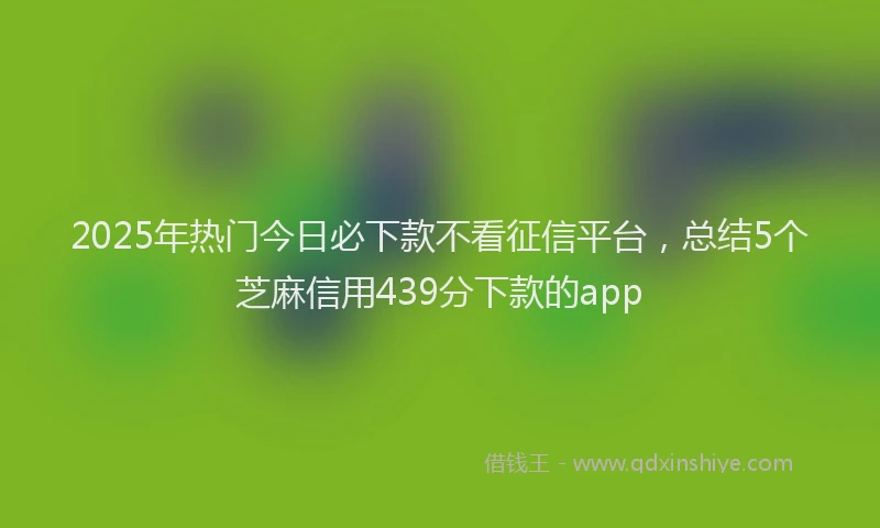 2025年热门今日必下款不看征信平台，总结5个芝麻信用439分下款的app