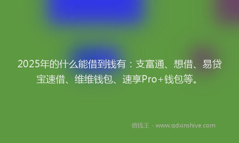 2025年的什么能借到钱有：支富通、想借、易贷宝速借、维维钱包、速享Pro+钱包等。