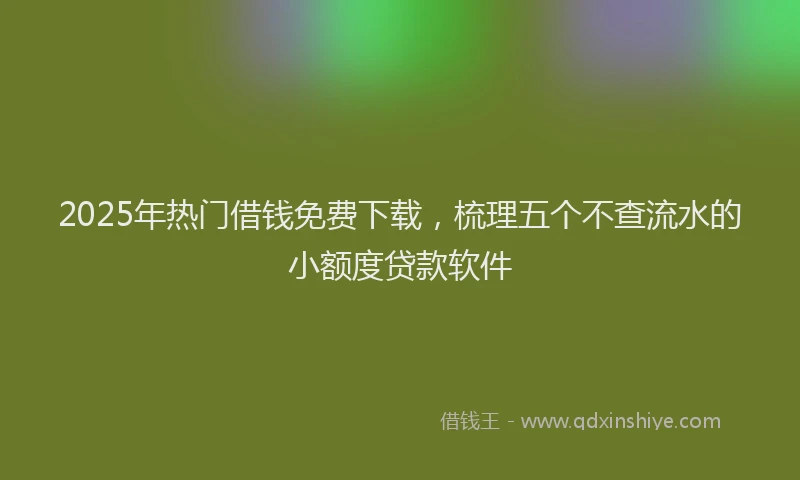 2025年热门借钱免费下载，梳理五个不查流水的小额度贷款软件