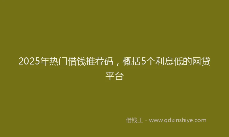 2025年热门借钱推荐码，概括5个利息低的网贷平台