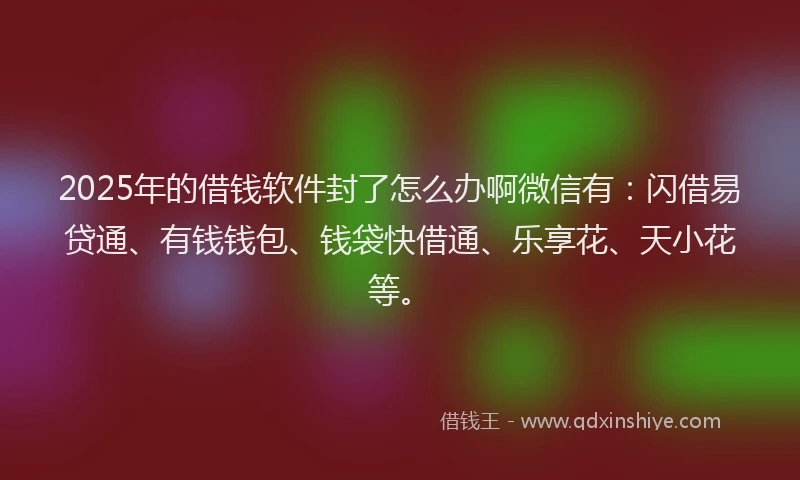2025年的借钱软件封了怎么办啊微信有：闪借易贷通、有钱钱包、钱袋快借通、乐享花、天小花等。