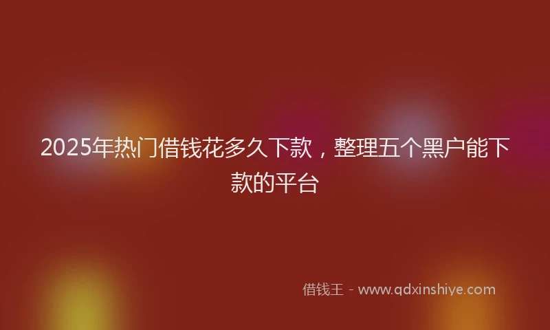 2025年热门借钱花多久下款，整理五个黑户能下款的平台