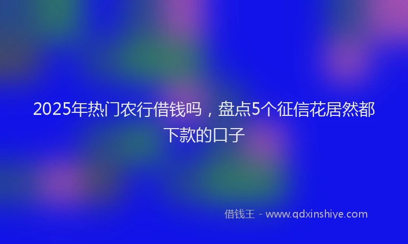 2025年热门农行借钱吗，盘点5个征信花居然都下款的口子