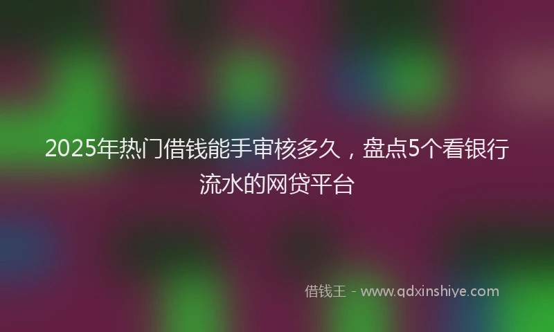2025年热门借钱能手审核多久，盘点5个看银行流水的网贷平台