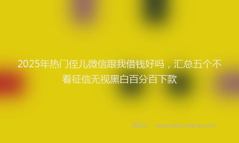 2025年热门侄儿微信跟我借钱好吗，汇总五个不看征信无视黑白百分百下款
