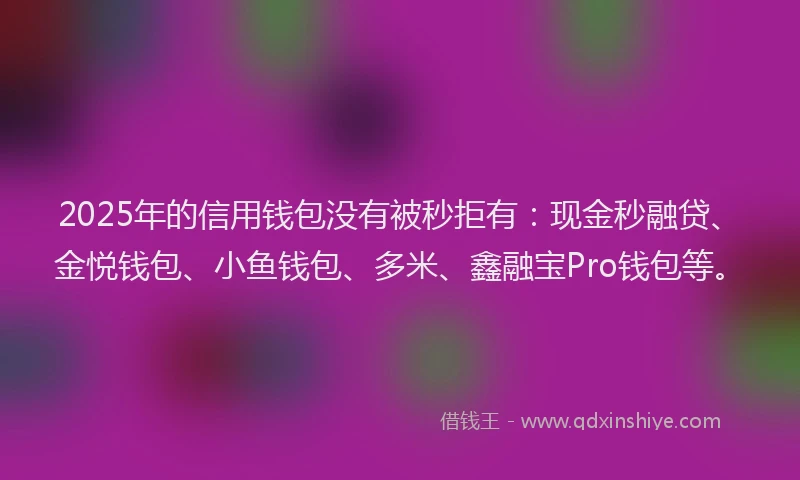 2025年的信用钱包没有被秒拒有：现金秒融贷、金悦钱包、小鱼钱包、多米、鑫融宝Pro钱包等。