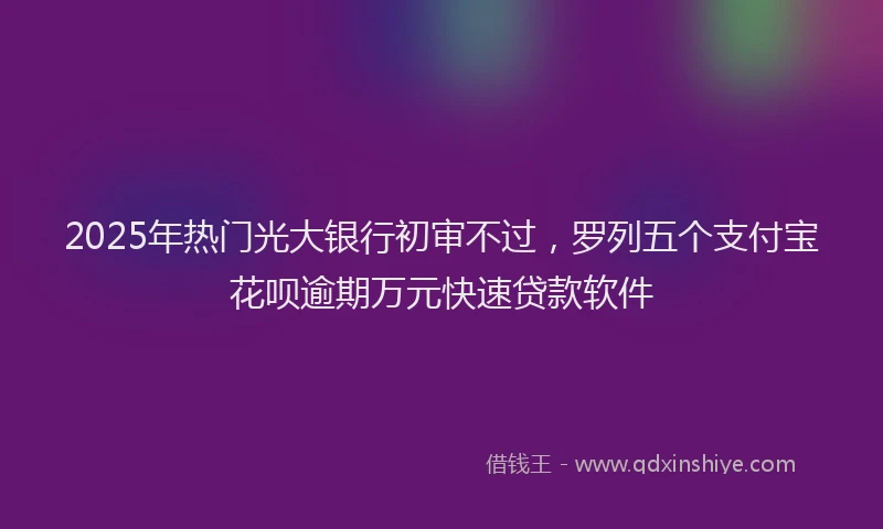 2025年热门光大银行初审不过，罗列五个支付宝花呗逾期万元快速贷款软件