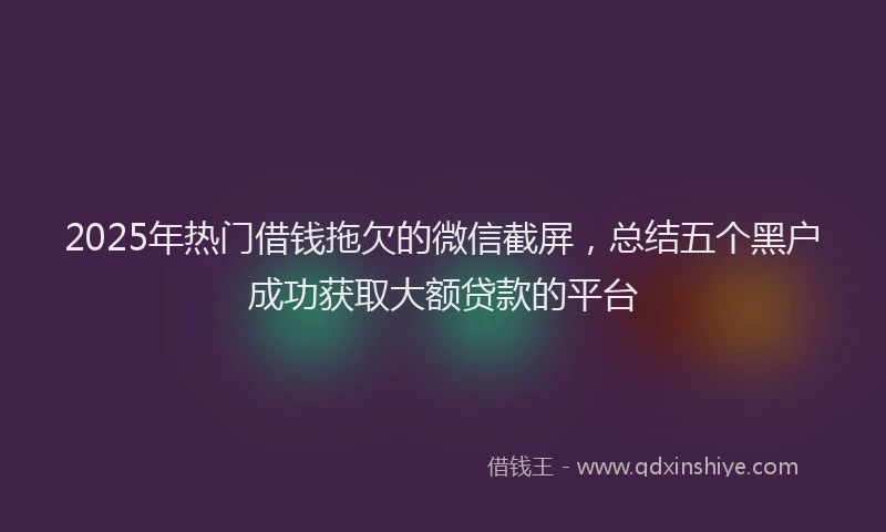 2025年热门借钱拖欠的微信截屏，总结五个黑户成功获取大额贷款的平台