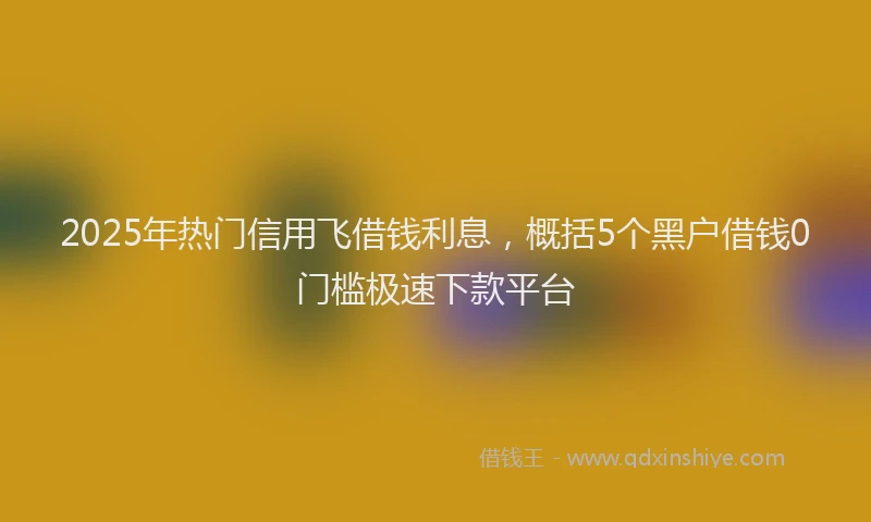 2025年热门信用飞借钱利息，概括5个黑户借钱0门槛极速下款平台