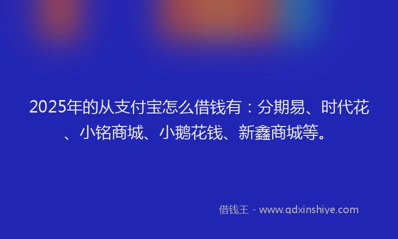 2025年的从支付宝怎么借钱有：分期易、时代花、小铭商城、小鹅花钱、新鑫商城等。