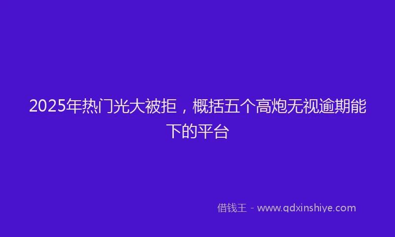 2025年热门光大被拒，概括五个高炮无视逾期能下的平台