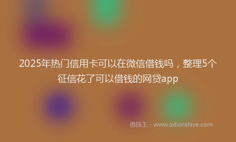2025年热门信用卡可以在微信借钱吗，整理5个征信花了可以借钱的网贷app