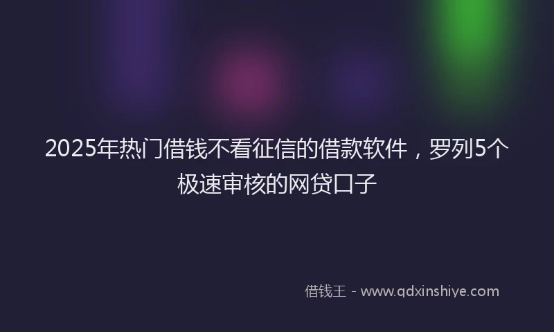 2025年热门借钱不看征信的借款软件，罗列5个极速审核的网贷口子