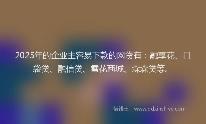 2025年的企业主容易下款的网贷有：融享花、口袋贷、融信贷、雪花商城、森森贷等。