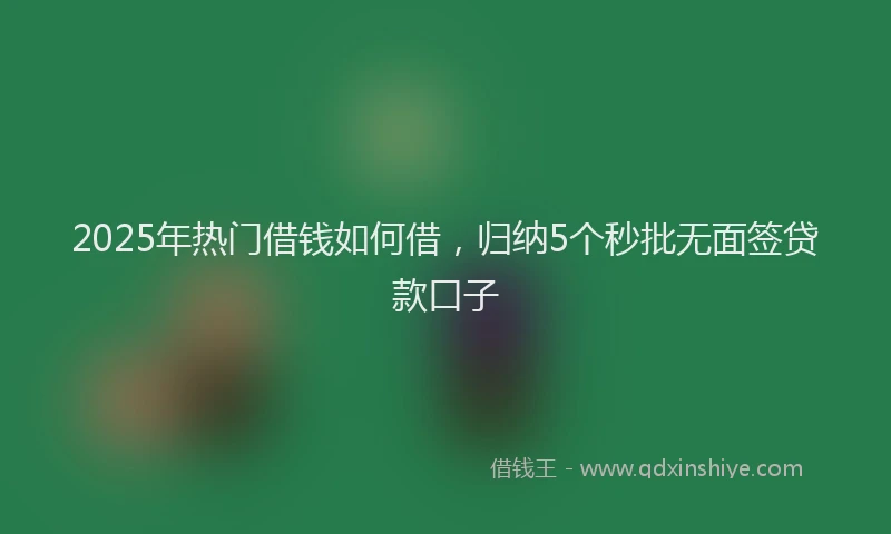 2025年热门借钱如何借，归纳5个秒批无面签贷款口子