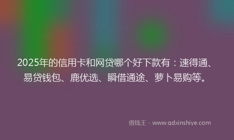 2025年的信用卡和网贷哪个好下款有：速得通、易贷钱包、鹿优选、瞬借通途、萝卜易购等。