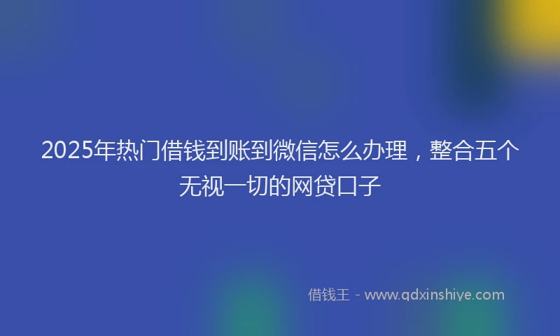 2025年热门借钱到账到微信怎么办理，整合五个无视一切的网贷口子