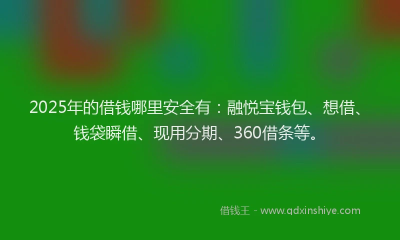 2025年的借钱哪里安全有：融悦宝钱包、想借、钱袋瞬借、现用分期、360借条等。