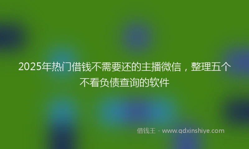 2025年热门借钱不需要还的主播微信，整理五个不看负债查询的软件