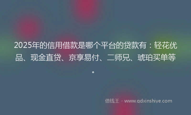 2025年的信用借款是哪个平台的贷款有：轻花优品、现金直贷、京享易付、二师兄、琥珀买单等。