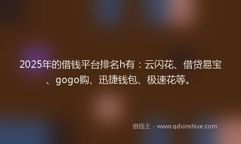 2025年的借钱平台排名h有：云闪花、借贷易宝、gogo购、迅捷钱包、极速花等。