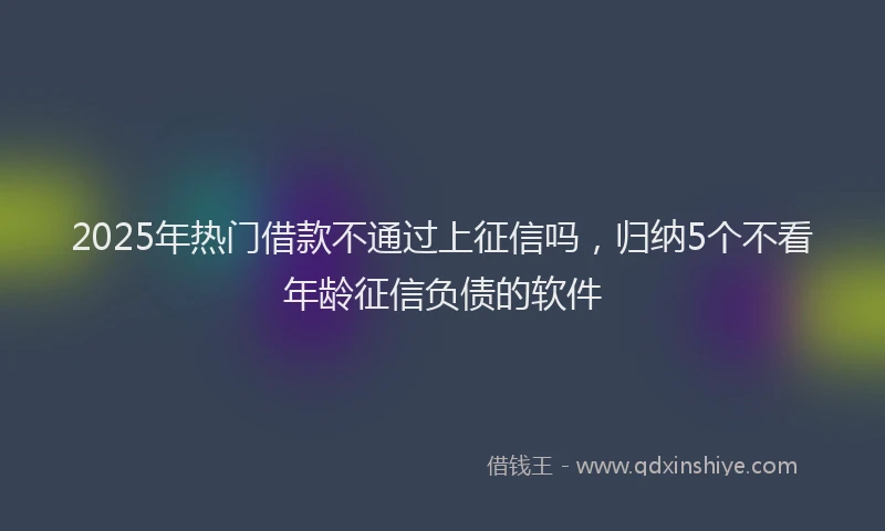 2025年热门借款不通过上征信吗，归纳5个不看年龄征信负债的软件
