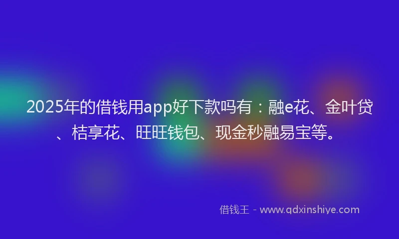 2025年的借钱用app好下款吗有：融e花、金叶贷、桔享花、旺旺钱包、现金秒融易宝等。
