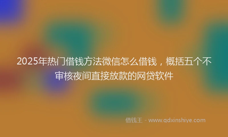 2025年热门借钱方法微信怎么借钱，概括五个不审核夜间直接放款的网贷软件