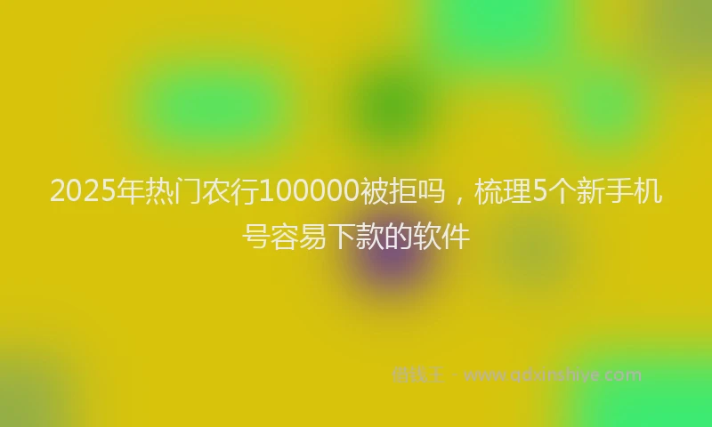2025年热门农行100000被拒吗，梳理5个新手机号容易下款的软件