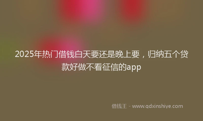 2025年热门借钱白天要还是晚上要，归纳五个贷款好做不看征信的app