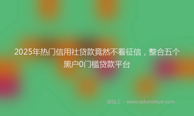 2025年热门信用社贷款竟然不看征信，整合五个黑户0门槛贷款平台