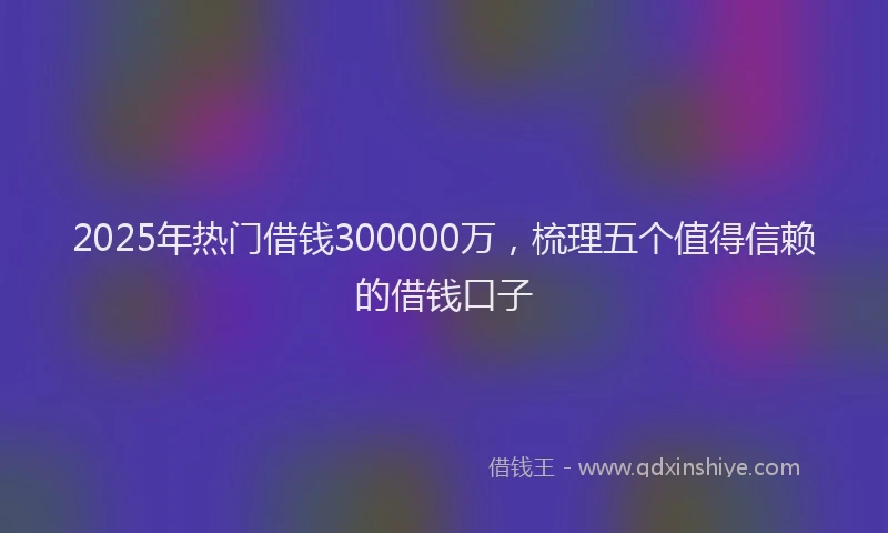 2025年热门借钱300000万，梳理五个值得信赖的借钱口子