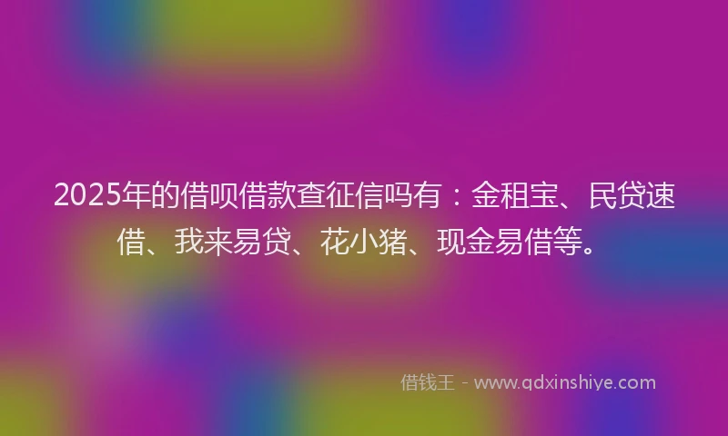 2025年的借呗借款查征信吗有：金租宝、民贷速借、我来易贷、花小猪、现金易借等。