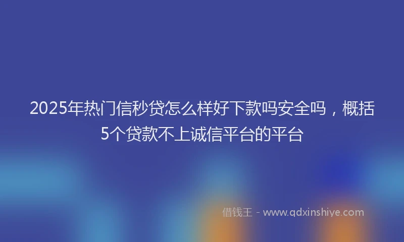 2025年热门信秒贷怎么样好下款吗安全吗，概括5个贷款不上诚信平台的平台