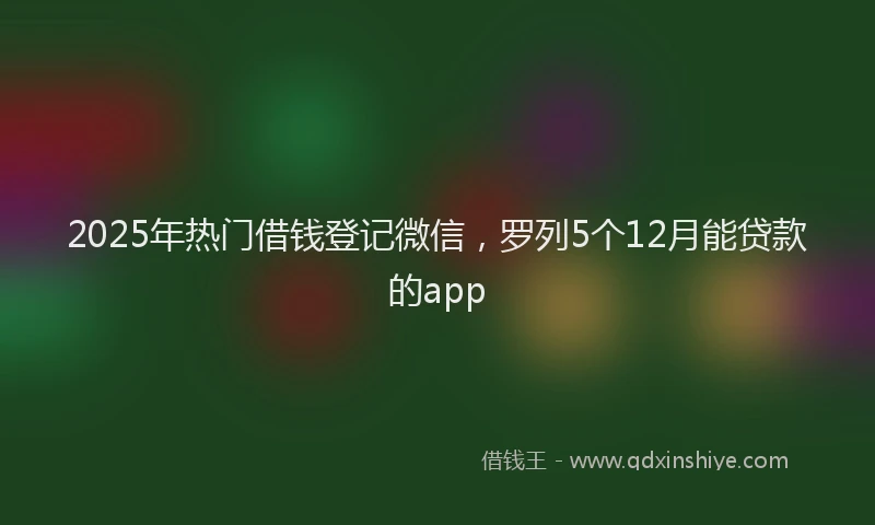 2025年热门借钱登记微信，罗列5个12月能贷款的app