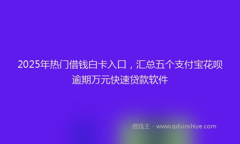 2025年热门借钱白卡入口，汇总五个支付宝花呗逾期万元快速贷款软件