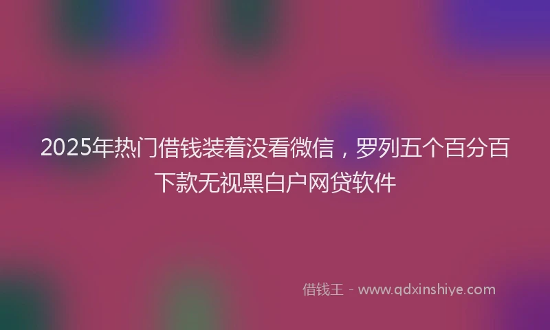 2025年热门借钱装着没看微信，罗列五个百分百下款无视黑白户网贷软件