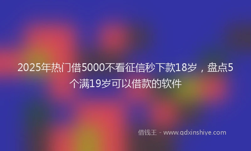 2025年热门借5000不看征信秒下款18岁，盘点5个满19岁可以借款的软件