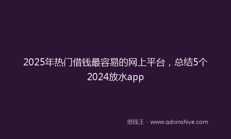 2025年热门借钱最容易的网上平台，总结5个2024放水app