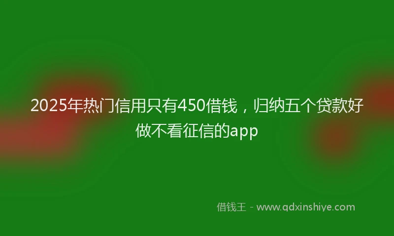 2025年热门信用只有450借钱，归纳五个贷款好做不看征信的app