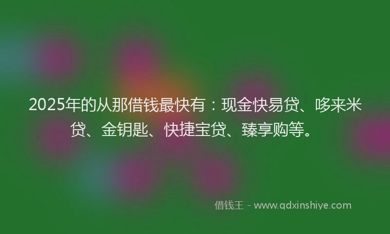 2025年的从那借钱最快有：现金快易贷、哆来米贷、金钥匙、快捷宝贷、臻享购等。