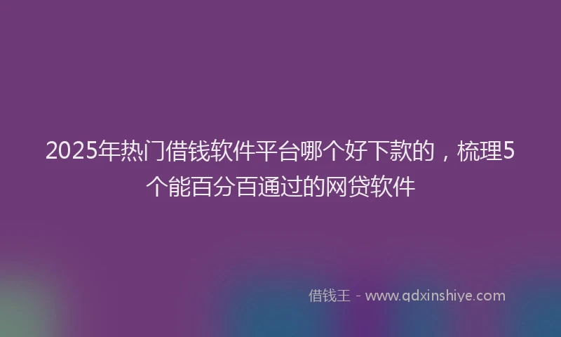 2025年热门借钱软件平台哪个好下款的，梳理5个能百分百通过的网贷软件