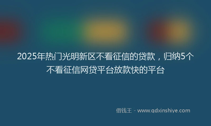 2025年热门光明新区不看征信的贷款，归纳5个不看征信网贷平台放款快的平台