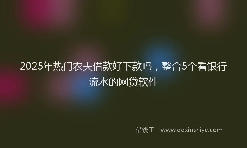 2025年热门农夫借款好下款吗，整合5个看银行流水的网贷软件