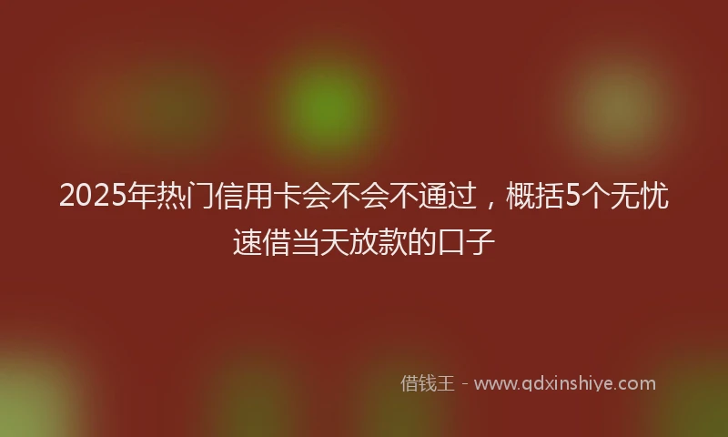 2025年热门信用卡会不会不通过，概括5个无忧速借当天放款的口子