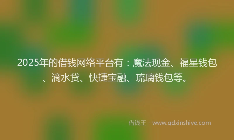 2025年的借钱网络平台有：魔法现金、福星钱包、滴水贷、快捷宝融、琉璃钱包等。