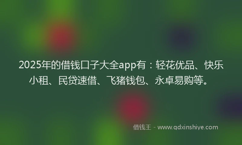2025年的借钱口子大全app有：轻花优品、快乐小租、民贷速借、飞猪钱包、永卓易购等。