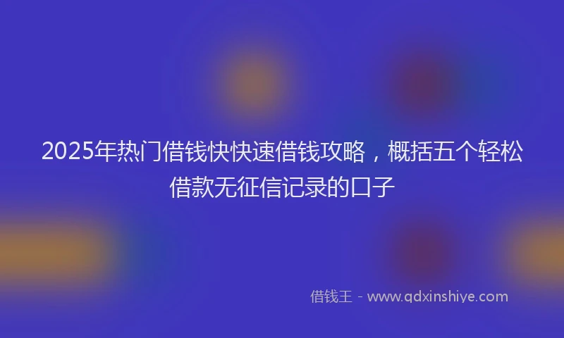 2025年热门借钱快快速借钱攻略，概括五个轻松借款无征信记录的口子