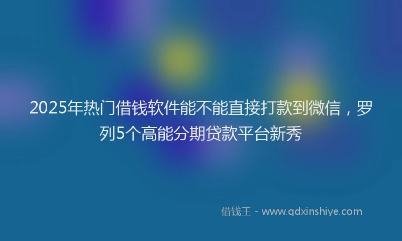 2025年热门借钱软件能不能直接打款到微信，罗列5个高能分期贷款平台新秀