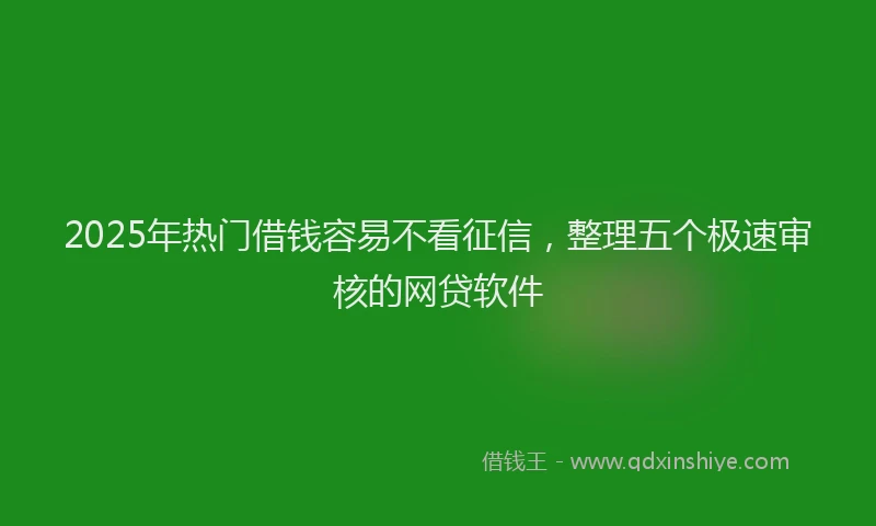 2025年热门借钱容易不看征信，整理五个极速审核的网贷软件